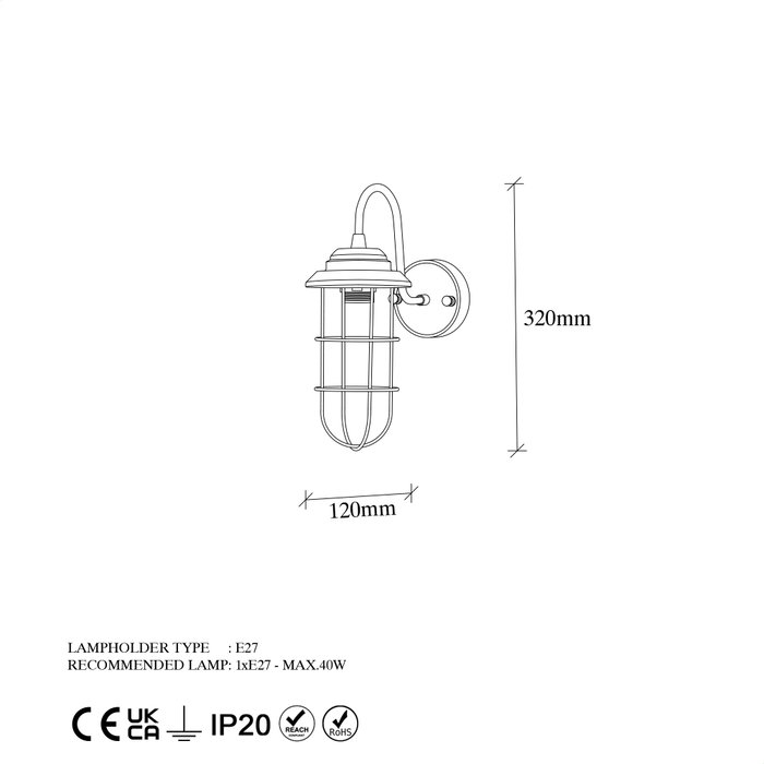 Opviq Mahoni - 13205 Lámpara de pared Negro y Oro